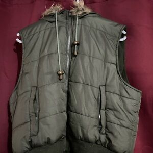 dark green cropped vest jacket